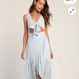 Lulu's Asymmetrical Blue Floral Dress